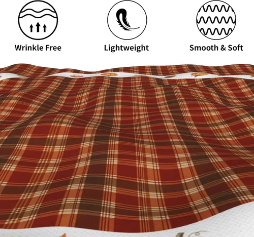 Miniatura 5 de Fall Tablecloth Round 60 Inch Autumn Thanksgiving Table Cloths Circle Pumpkin Buffalo Plaids Table Cloth Rustic Farmhouse Tablecloth for Holiday