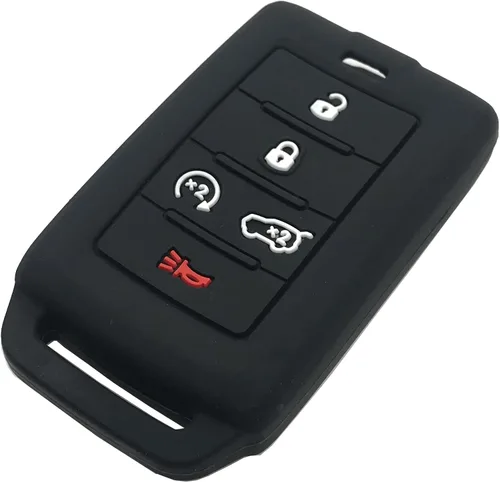 Miniatura 5 de Funda de silicona para llavero inteligente de 5 botones para Jeep Grand Cherokee Grand Wagoneer 2021 2022 (negro + rojo)