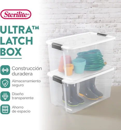 Miniatura 2 de Sterilite - Paquete de 8 cajas ultra de cierre con pestillo, contenedores de almacenamiento con tapas, plástico transparente, 70 cuartos de galón
