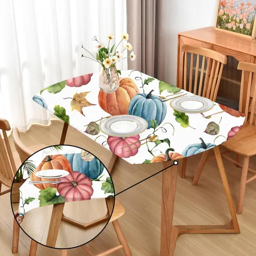 Miniatura 20 de Mantel ajustado blanco con elástico para mesas plegables de 48x48 pulgadas, manteles lavables y elásticos de elastano para mesas de cartas, manteles