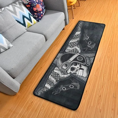 Calavera con alfombra vintage para motocicleta, alfombra antideslizante para cocina, alfombra de área suave para baño, entrada, pasillo, comedor,