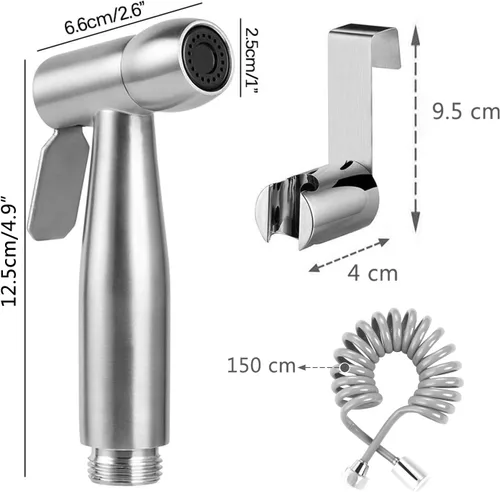 Miniatura 2 de Pulverizador de bidé de mano con manguera de ducha telescópica flexible de ABS de 59 pulgadas para limpieza de pañales de baño, baño de mascotas