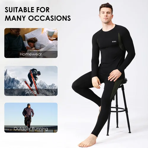 Miniatura 6 de Conjunto de ropa interior térmica para hombre con forro polar para esquí, invierno, capa base cálida para clima frío