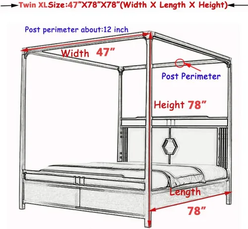 Miniatura 5 de Dosel de cama de 4 postes de esquina de princesa y bonita mosquitera para cama de niñas, dormitorio de adultos, habitaciones de niños; red