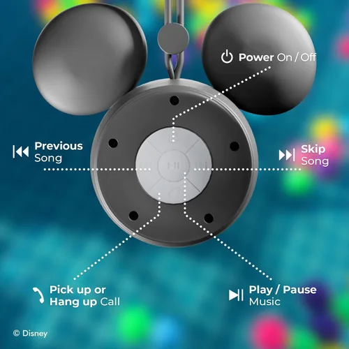 Miniatura 4 de Disney Mickey Mouse Ears - Altavoz de ducha Bluetooth con ventosa - Altavoz resistente al agua con clasificación IPX4 de Disney para ducha, baños