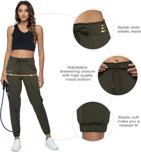 Miniatura 5 de Haowind - Pantalones deportivos para mujer con bolsillos y cintura elástica, cómodos pantalones de deportivos de descanso para deportes, gimnasio