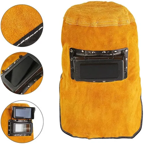Miniatura 2 de Sombrero de trabajo de soldador Máscara de soldadura de piel de vaca Cascos de soldadura Casco ignífugo Casco ignífugo Protección facial Cubierta
