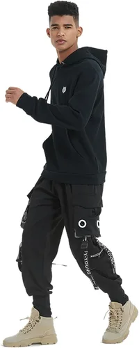 Miniatura 2 de Hello MrLin Pantalones deportivos para hombre, estilo punk, cargo, holgados, para hip hop, pantalones de harén, pantalones tácticos para atletismo