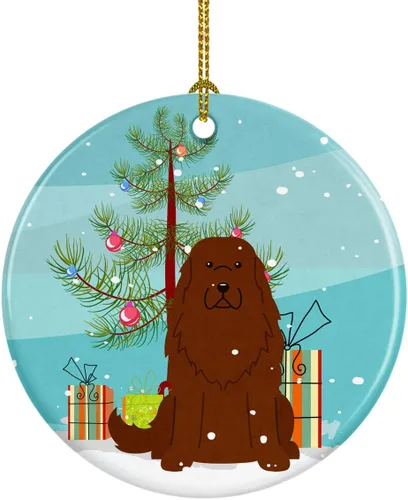 Miniatura 59 de Caroline's Treasures Adorno de cerámica para árbol de Navidad, Laika Spitz de Siberia Occidental, decoración colgante para árbol de Navidad