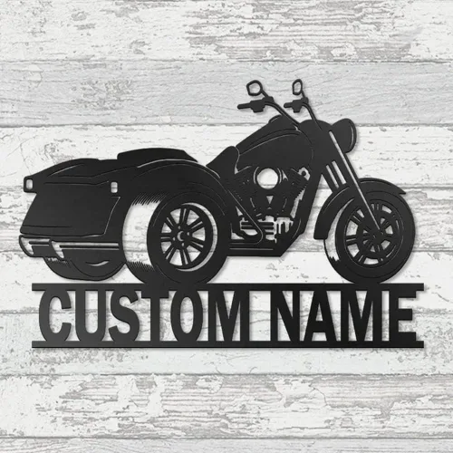 Miniatura 18 de Letrero con nombre personalizado, letrero de metal para motocicleta, decoración de pared con nombre de familia, decoración rústica para el hogar