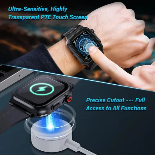 Miniatura 4 de Funda impermeable para Apple Watch de 1.772 pulgadas, 1.732 pulgadas, 1.654 pulgadas, 1.614 pulgadas, 1.575 pulgadas, 1.496 pulgadas, con correa