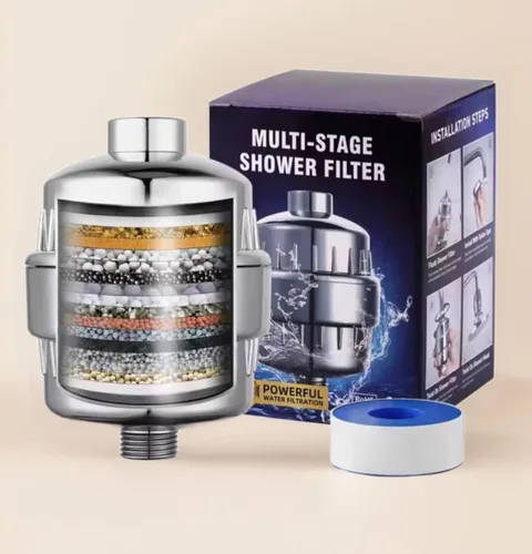 Miniatura 9 de Filtro de ducha para agua dura, suavizante de agua de alto rendimiento, elimina el cloro y el fluoruro. Agua blanda filtrada con vitamina A С E. El