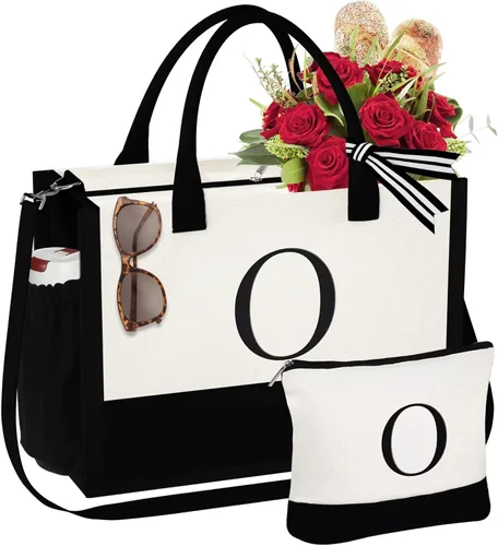 Miniatura 15 de YOOLIFE Regalos de Navidad para Mujeres - Bolsa Tote con Inicial y Bolsa de Maquillaje, Rellenos de Calcetín Navideño para Mujeres Mamá Esposa