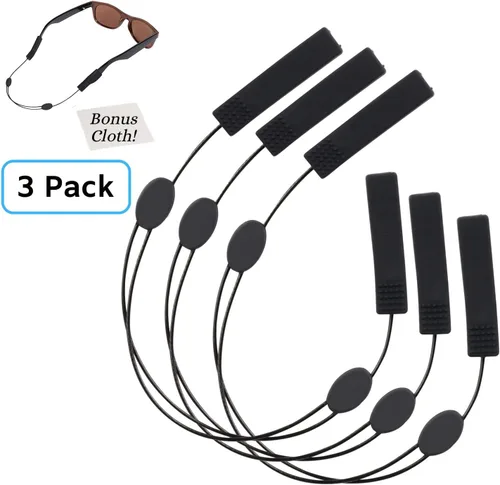 Miniatura 2 de Sidelinx Correa ajustable para lentes (paquete de 3) – Correa de gafas de sol sin cola – Soporte de cuerda para gafas – Con paño de limpieza