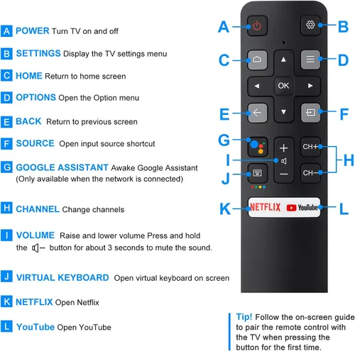 Miniatura 6 de Reemplazo de voz para control remoto TCL-Android-TV, nuevo control remoto RC802V actualizado para televisores inteligentes TCL con función de voz