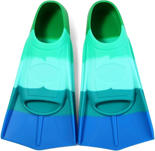 Miniatura 11 de Aletas de natación para niños, aletas cortas para niños y jóvenes, aletas de natación para entrenamiento de natación para niños, niñas, niños Azul