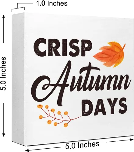 Miniatura 2 de Decoración de escritorio de otoño, letrero de madera de días de otoño nítidos, letrero de bloque de madera de otoño, decoraciones de otoño