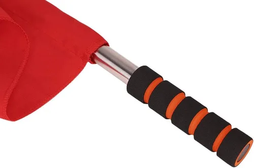 Miniatura 4 de Bandera de árbitro de acero inoxidable, bandera de mano de señal roja, mango de esponja, patrón de rendimiento de patrulla especial, bandera