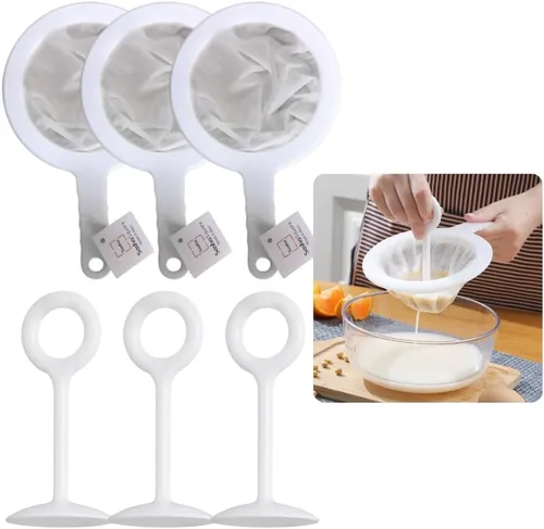 Miniatura 9 de Colador de malla de nailon ultrafino para cocina, tamiz de plástico, cuchara de filtro de malla fina para leche de soja, filtro de café, leche