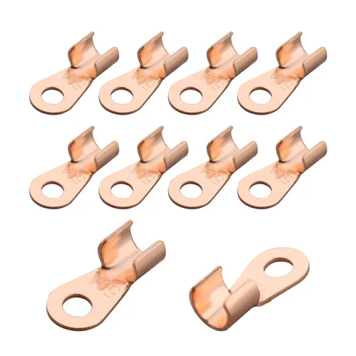 Miniatura 14 de Fielect 100 Uds. Terminales de cable de batería de alambre de cobre abierto OT-10A, terminales de anillo de crimpado, conectores de orificio