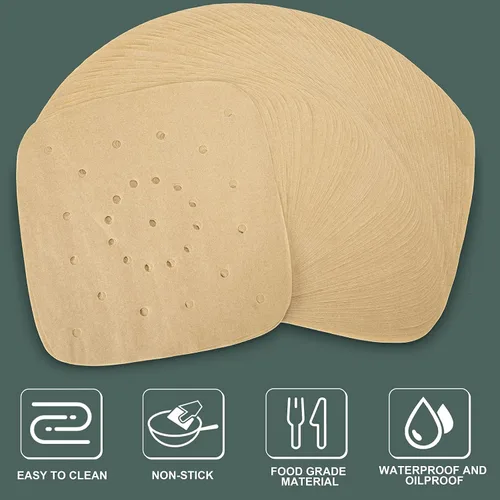 Miniatura 2 de 200 piezas de papel de pergamino para freidora de aire con revestimiento desechable de 8.5 pulgadas, perforado premium para freidora de aire