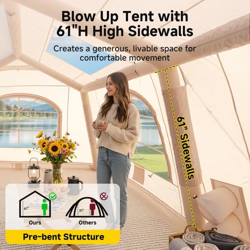 Miniatura 2 de Inflatable Blow Up Tents for Camping,Waterproof Oxford Hot Tent with Manual Pump,Spacious Easy Setup Inflatable Camping Air Tent for Family Glamping