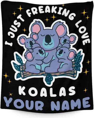 Miniatura 15 de Manta Koala para los amantes del koala, tamaño de cuna de 40 x 50 pulgadas, manta suave y acogedora para regalo, manta negra de dibujos animados