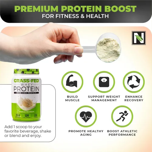 Miniatura 5 de Nutrology Polvo de proteína de suero de leche alimentada con pasto, suero de leche alimentado con pasto y aminoácidos en polvo para mejorar