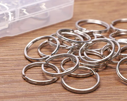 Miniatura 3 de Shapenty Mini llavero de metal dividido con cadena de eslabones para llaves de oficina en casa, organizadas, fabricación de joyas, pestañas con Plata