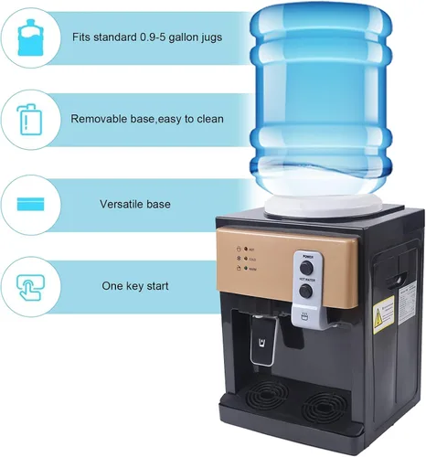 Miniatura 3 de Dispensador de enfriador de agua de carga superior – Dispensador eléctrico de escritorio caliente y frío, 3 ajustes de temperatura agua hirviendo