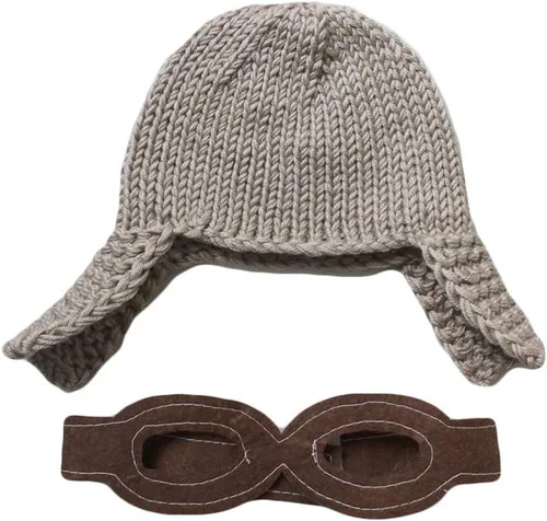 Miniatura 2 de Zeroest Accesorios de fotografía para bebé, sombreros de piloto, trajes de sesión de fotos, disfraz de ganchillo para niño y niña, sombrero de punto