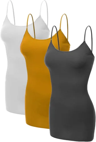 Miniatura 82 de Emmalise Camisola larga casual básica para mujer, con tirantes ajustables, top en capas