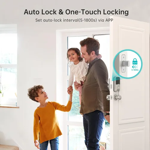 Miniatura 5 de Cerradura de puerta inteligente WiFi: cerradura de puerta de entrada sin llave con asa, cerradura inteligente de huellas dactilares con 2 perillas