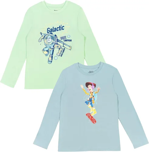 Disney Pixar Toy Story Woody Buzz Lightyear Alien Paquete de 2 camisetas gráficas para niños pequeños a grandes