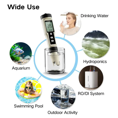Miniatura 7 de ZuanXin - Medidor de pH digital 4 en 1 con PH/ORP/Temp/H2, pantalla de retroiluminación para agua potable, piscinas, jacuzzis y spas (blanco)
