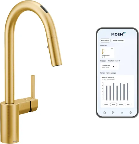Miniatura 35 de Moen Align Grifo de cocina Motionsense Wave con un solo sensor sin contacto, de un mango de arco alto moderno con acoplamiento de reflejo