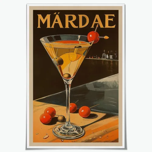 Póster vintage de cóctel de Martini, decoración de bartending francés, retro, bebidas, impresión en lienzo adecuado para cocina, club, bar, carrito,