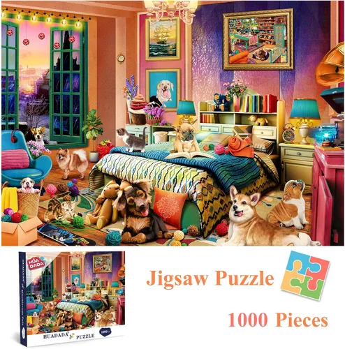 Miniatura 2 de HUADADA Rompecabezas para adultos de 1000 piezas, base de fabricación entrelazada perfectamente sin polvo, decoración del hogar, juguetes de desafío