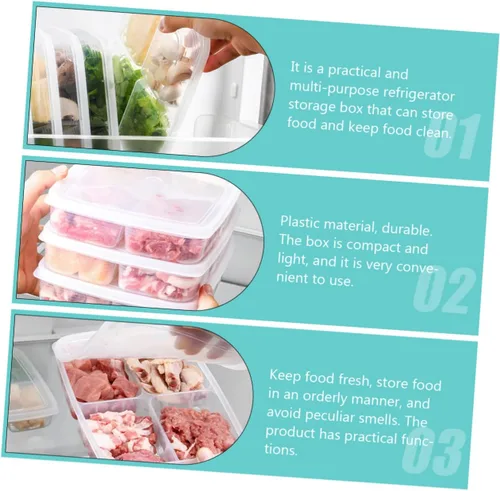 Miniatura 5 de UPKOCH Caja de alimentos de mantenimiento fresco, contenedor de almacenamiento compacto para nevera con tapa para frutas, verduras y carne