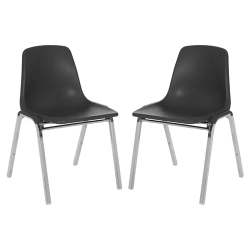 OEF Furnishings OEF8110/2 Silla apilable de polipropileno de grado comercial (negro, paquete de 2)
