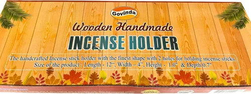 Miniatura 3 de Govinda - Quemador de incienso, soporte para cenizas de madera, hecho a mano, regalo moderno, decoración del hogar, tamaño 12 x 4 pulgadas, diseño 7