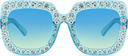 Miniatura 3 de MEETSUN Elton Square Rhinestone Sunglasses Oversized Bling for Women with Diamond Frames 70s Retro for Beach & Disco