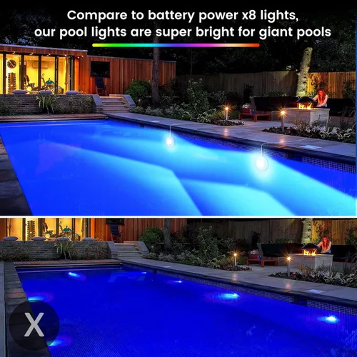 Miniatura 5 de LyLmLe Luces LED para piscina, luz sumergible magnética RGB inteligente de 20 W con control de aplicación, 800 lm regulable, IP68 impermeable 12 V