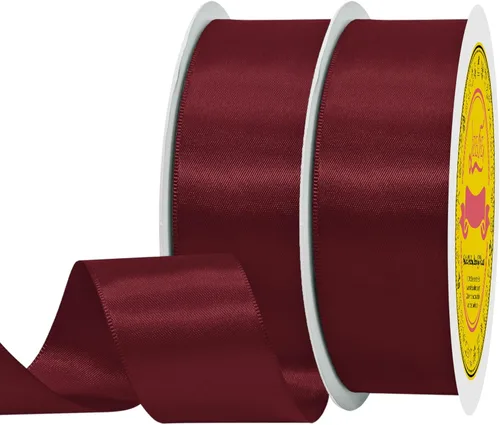 Miniatura 75 de Cinta de satén blanca antigua de doble cara de 1-1/2 pulgadas x 50 yardas, cinta de poliéster para envolver regalos, día de San Valentín, bodas
