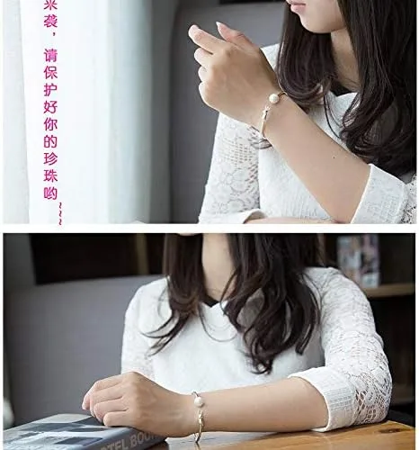 Miniatura 5 de Personality New Art - Pulsera abierta de plata de ley 925 con perlas de gato calidad