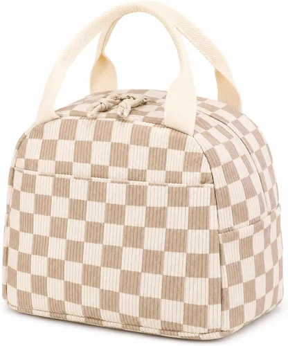 Miniatura 46 de Bluboon Bolsa de almuerzo para mujer, bonita bolsa de almuerzo de pana con correa para el hombro, reutilizable, aislada, gran capacidad