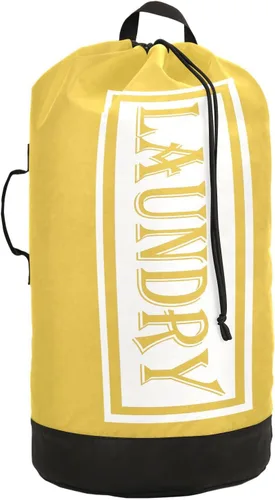 Bolsa de lavandería de viaje de nailon amarillo limón para equipaje sucio resistente organizador de ropa sucia con cierre de cordón y correas para