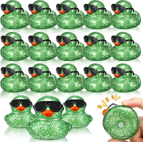 Miniatura 11 de Sosation 36 Paquetes de Patitos de Goma Mini con Juego de Gafas de Sol de 2.2 Pulgadas, Patitos de Goma Chistosos y Sonorosos para Baño, Flotadores