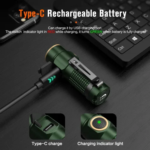 Miniatura 3 de NICRON Linterna EDC C1 Recargable, 1200 Lúmenes Altos Luz de Bolsillo con Carga Tipo C con Imán en la Cola - Linterna Pequeña y Potente con Clip