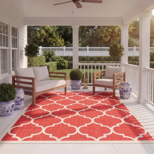 Miniatura 25 de SAFAVIEH Courtyard Collection - Alfombra decorativa de 2 x 3 pies 7 pulgadas, verde oscuro y beige, no desprende pelusa y de fácil cuidado